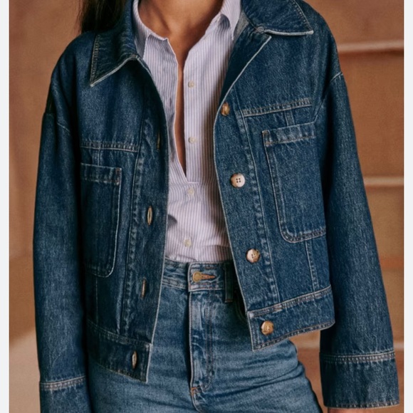 Sezane Jackets & Blazers - Sezane Erwana Blue Denim Jacket